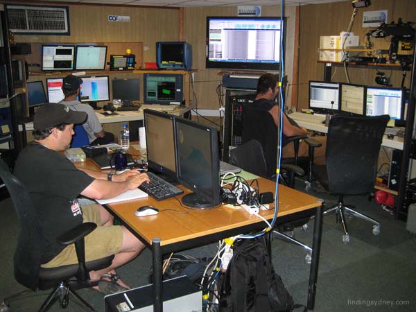 The sonar and survey control room on board Geosounder.